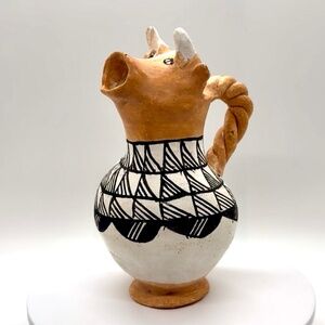 Vintage Acoma Pueblo Pottery Cow Bull Head Pitcher Mabel Brown Native 5.25”Read